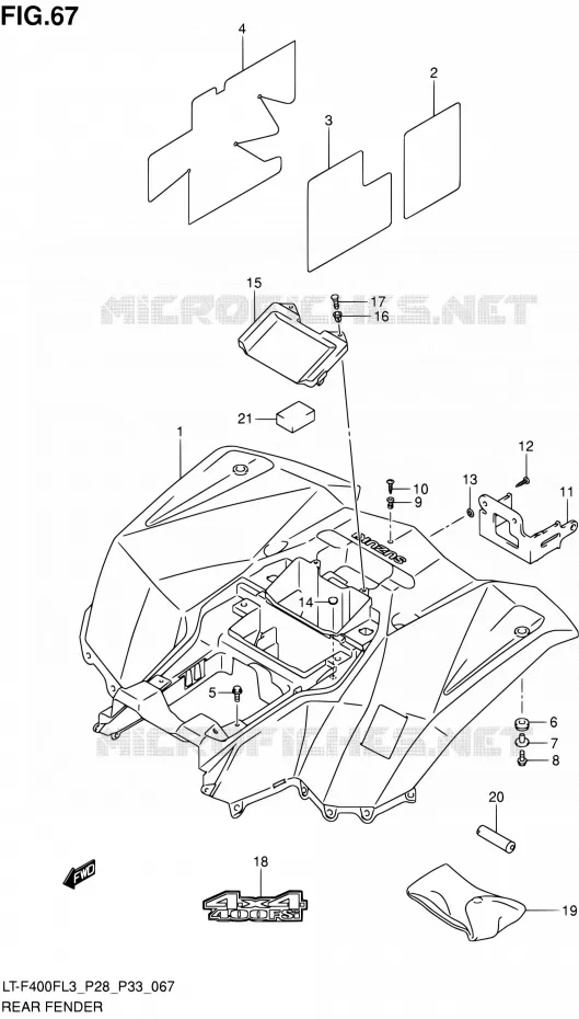 ACHTERSPATBORD (LT-F400FL3 P33) Suzuki QUAD 400 KINGQUAD 2013  LT-F400F L3/LT-F400FZ L3 (P03,P28,P33)