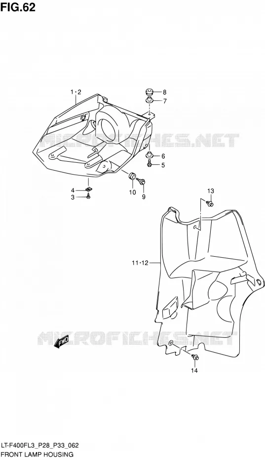 VOORKOPLAMPBEHUIZING Suzuki QUAD 400 KINGQUAD 2013  LT-F400F L3/LT-F400FZ L3 (P03,P28,P33)