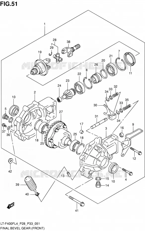 AANDRIJFAS (FRONT) (LT-F400FZL4 P33) Suzuki QUAD 400 KINGQUAD 2014  LT-F400F L4/LT-F400FZ L4 (P03,P28,P33)