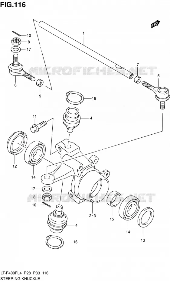 STUURINRICHTINGS - HUB (LT-F400FZL4 P28) Suzuki QUAD 400 KINGQUAD 2014  LT-F400F L4/LT-F400FZ L4 (P03,P28,P33)