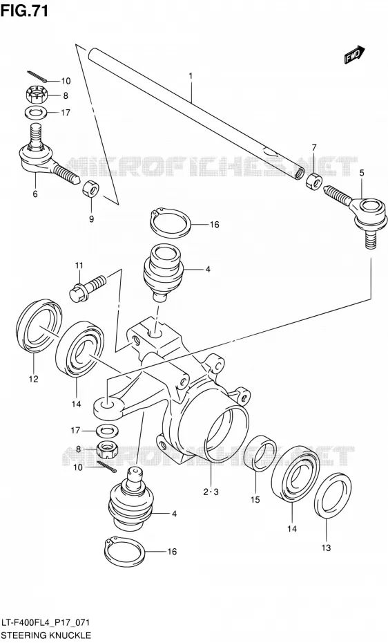 STUURINRICHTINGS - HUB (LT-F400FZL4 P17) Suzuki QUAD 400 KINGQUAD 2014  LT-F400F L4/LT-F400FZ L4 (P17)