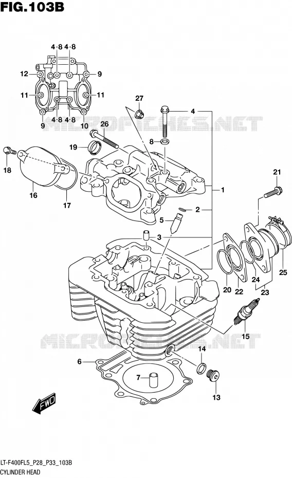 CILINDERKOP (LT-F400FL5 P33) Suzuki QUAD 400 KINGQUAD 2015  LT-F400F L5/LT-F400FZ L5 (P03,P28,P33)