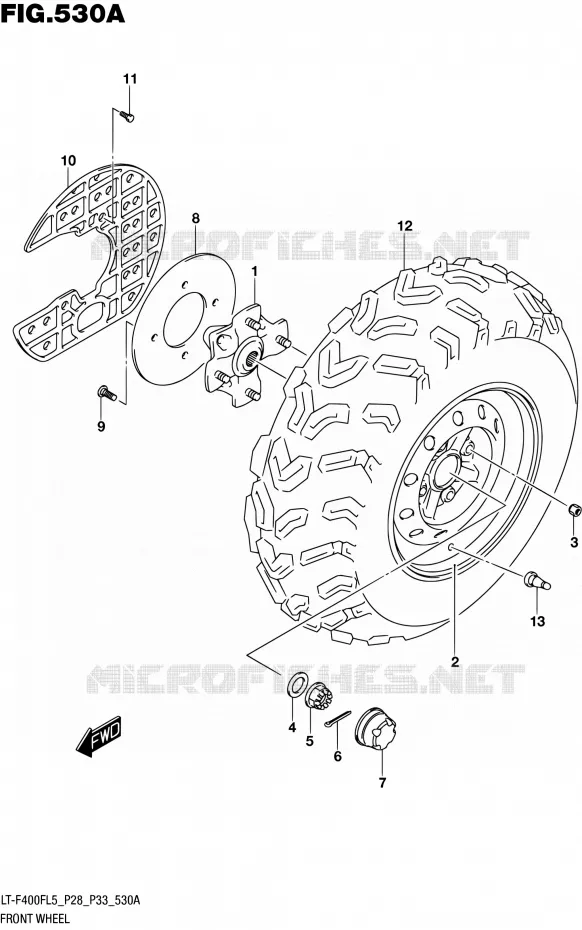 VOORWIEL (LT-F400FL5 P28) Suzuki QUAD 400 KINGQUAD 2015  LT-F400F L5/LT-F400FZ L5 (P03,P28,P33)