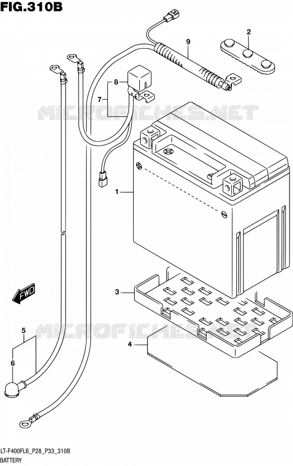 ACCU (LT-F400FL6 P33) Suzuki QUAD 400 KINGQUAD 2016  LT-F400F L6 (P03,P28,P33)