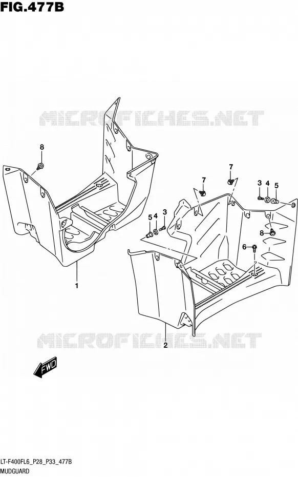 SPATBORD (LT-F400FL6 P33) Suzuki QUAD 400 KINGQUAD 2016  LT-F400F L6 (P03,P28,P33)