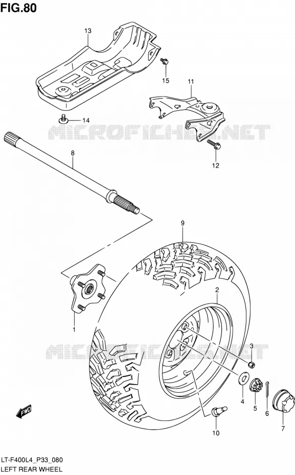 LINKERHAND ACHTERWIEL (LT-F400L4 P33) Suzuki QUAD 400 KINGQUAD 2014  LT-F400 L4/LT-F400Z L4 (P03,P28,P33)
