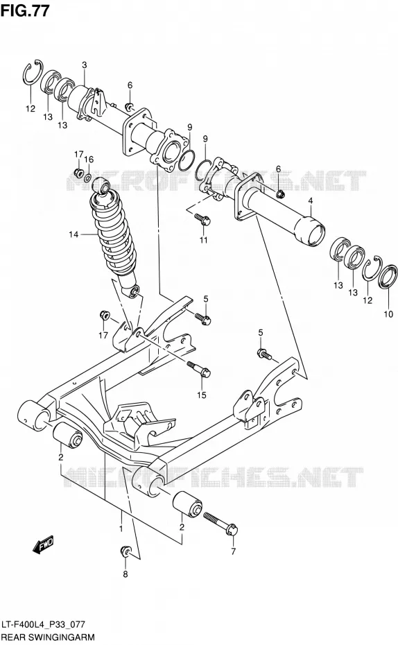 SWINGARM (LT-F400ZL4 P33) Suzuki QUAD 400 KINGQUAD 2014  LT-F400 L4/LT-F400Z L4 (P03,P28,P33)