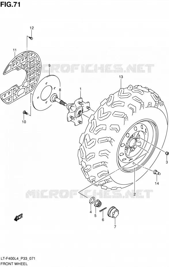 VOORWIEL (LT-F400L4 P33) Suzuki QUAD 400 KINGQUAD 2014  LT-F400 L4/LT-F400Z L4 (P03,P28,P33)
