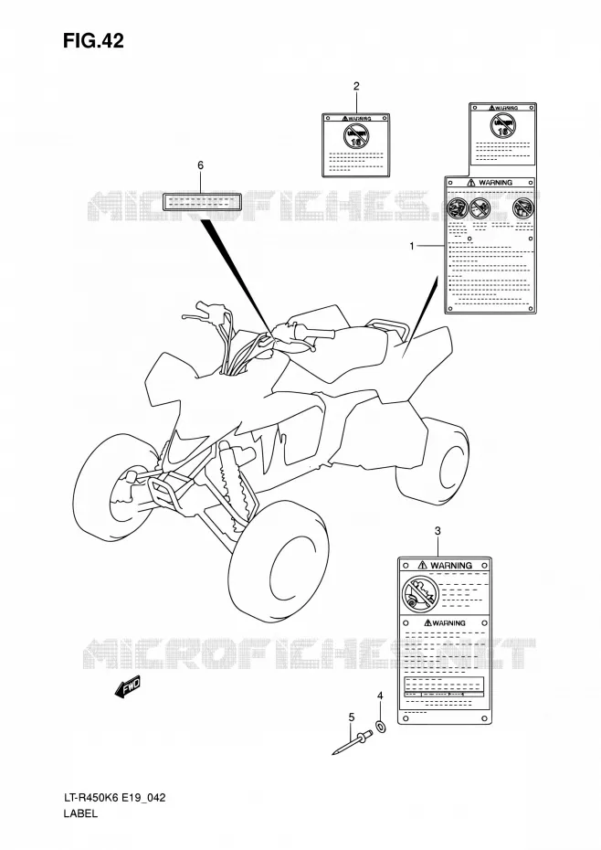 ETIKET Suzuki QUAD 450 QUADRACER 2010  LT-R450 L0/LT-R450Z L0 (E19)
