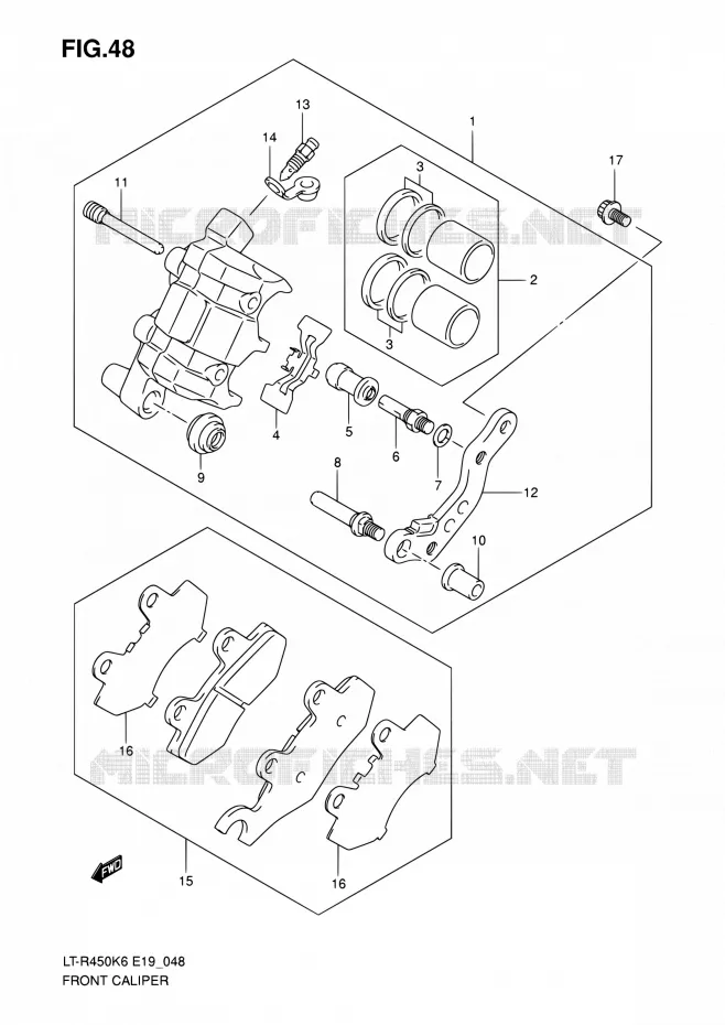 FRONT CALIPER Suzuki QUAD 450 QUADRACER 2010  LT-R450 L0/LT-R450Z L0 (E19)