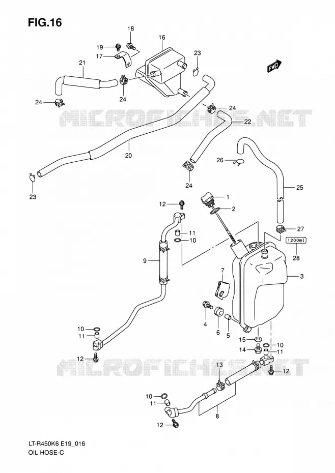 OLIE SLANG Suzuki QUAD 450 QUADRACER 2010  LT-R450 L0/LT-R450Z L0 (E19)