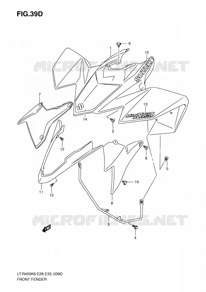 FRONT FENDER (LT-R450K9) Suzuki QUAD 450 QUADRACER 2010  LT-R450 L0/LT-R450Z L0 (E28,E33)