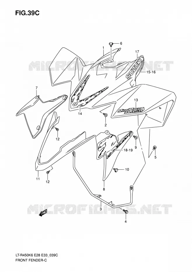 FRONT FENDER (LT-R450ZK8) Suzuki QUAD 450 QUADRACER 2010  LT-R450 L0/LT-R450Z L0 (E28,E33)