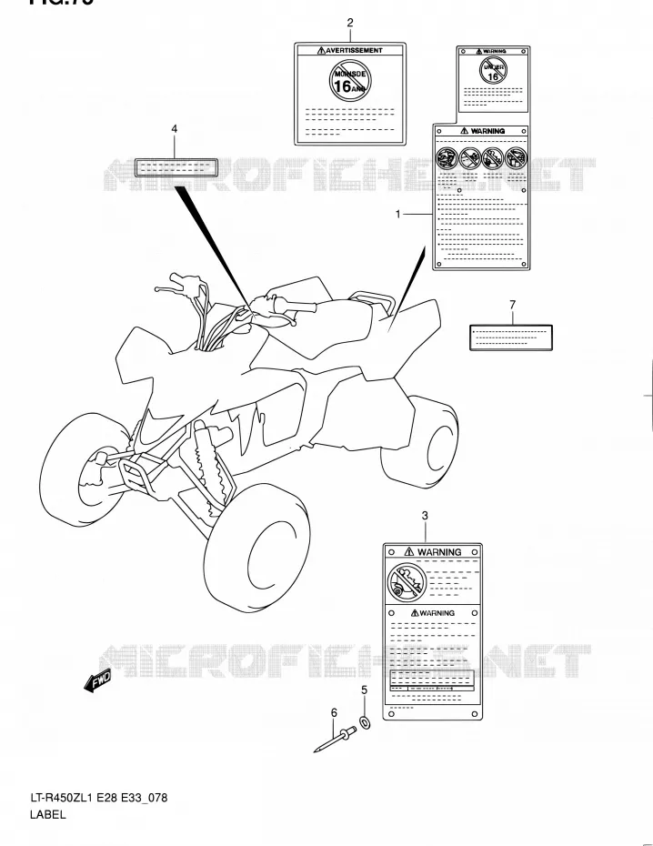 ETIKET (LT-R450ZL1 E28) Suzuki QUAD 450 QUADRACER 2011  LT-R450 L1/LT-R450Z L1 (E03,E28,E33)