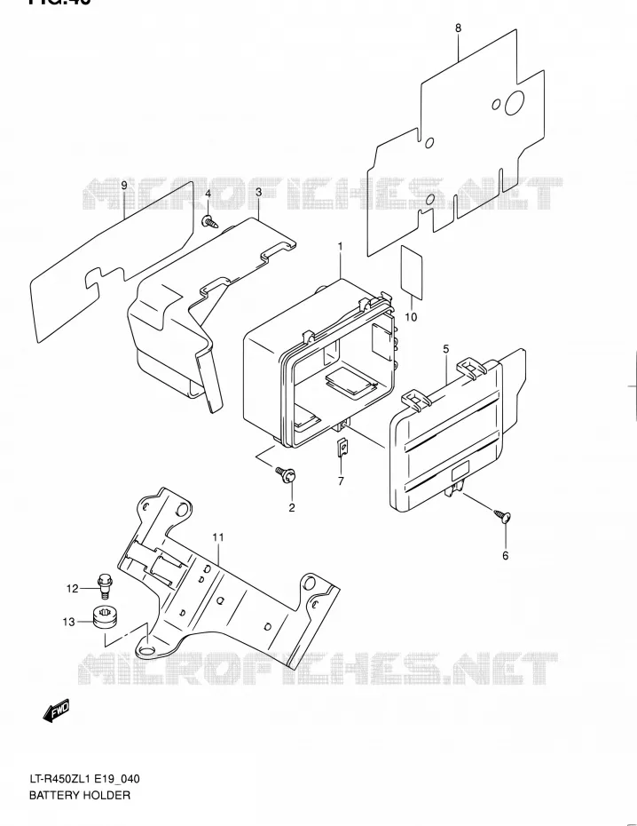 ACCU BOX - TOOLS Suzuki QUAD 450 QUADRACER 2011  LT-R450 L1/LT-R450Z L1 (E19)