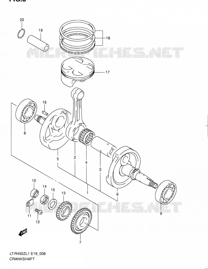 KRUKAS (LT-R450ZL1 E19) Suzuki QUAD 450 QUADRACER 2011  LT-R450 L1/LT-R450Z L1 (E19)