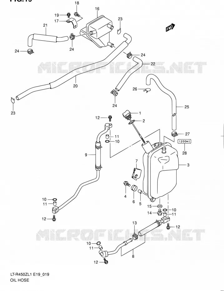 OLIE SLANG Suzuki QUAD 450 QUADRACER 2011  LT-R450 L1/LT-R450Z L1 (E19)