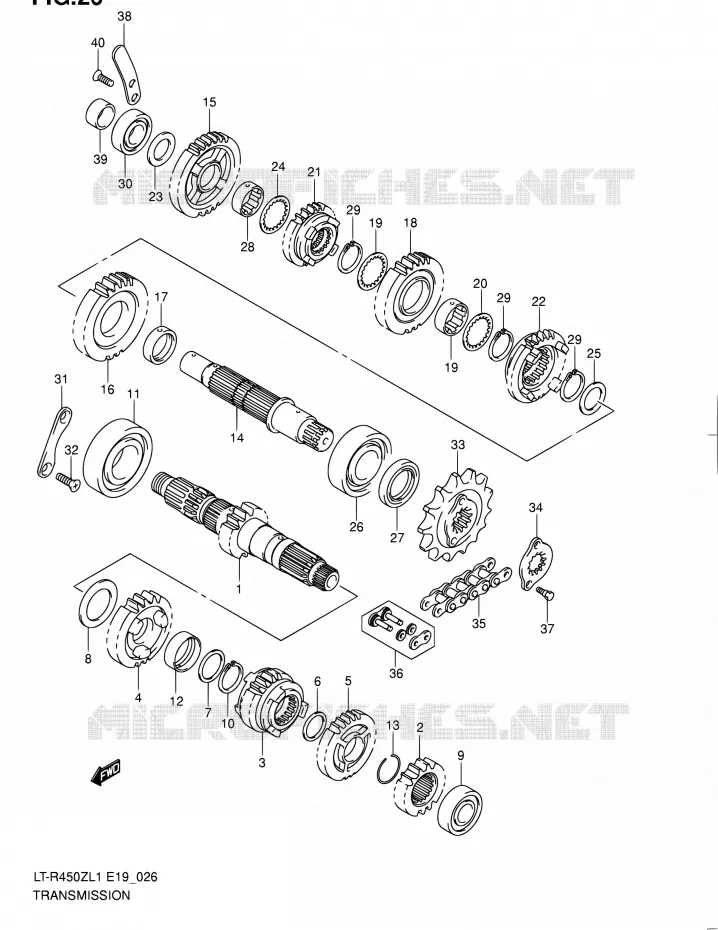 TRANSMISSION (UP TO JSAAL43A B2100182) Suzuki QUAD 450 QUADRACER 2011  LT-R450 L1/LT-R450Z L1 (E19)