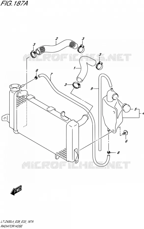 RADIATOR SLANG Suzuki QUAD 400 QUADSPORT 2014  LT-Z400 L4