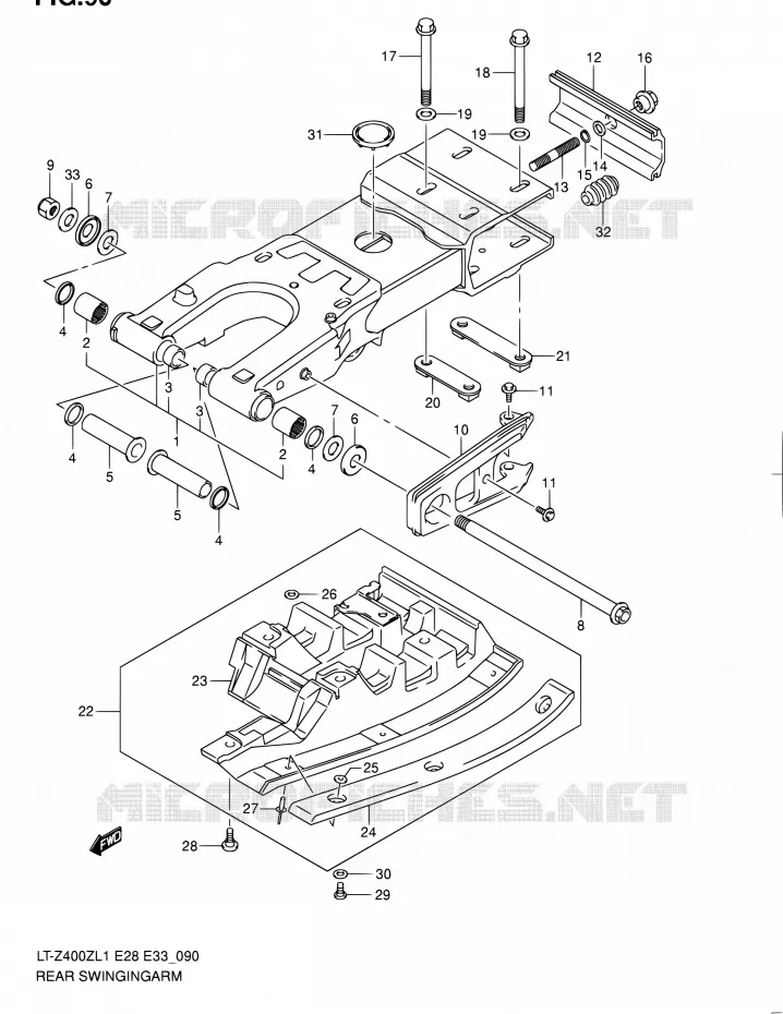 SWINGARM Suzuki QUAD 400 QUADSPORT 2011  LT-Z400Z L1 (E03,E28,E33)