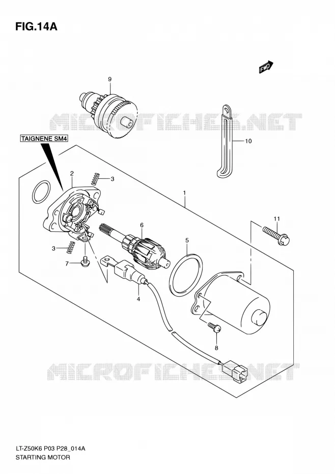 STARTMOTOR (MODEL K8/K9/L0) Suzuki QUAD 50 QUADSPORT 2010  LT-Z50 L0/LT-Z50Z L0 (P03,P28)