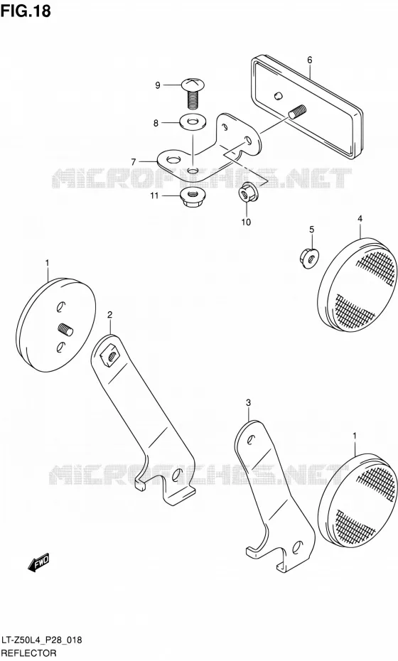 REFLECTOR Suzuki QUAD 50 QUADSPORT 2014  LT-Z50 L4 (P03,P28,P33)