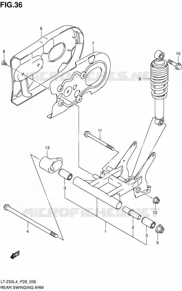 SWINGARM Suzuki QUAD 50 QUADSPORT 2014  LT-Z50 L4 (P03,P28,P33)
