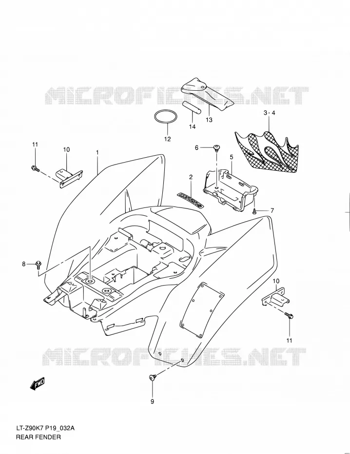ACHTERSPATBORD (MODEL L0) Suzuki QUAD 90 QUADSPORT 2011  LT-Z90 L0/LT-Z90Z L0 (P19)