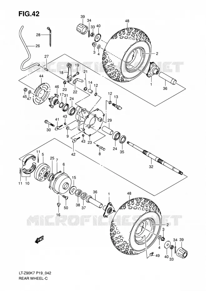 ACHTERWIEL Suzuki QUAD 90 QUADSPORT 2010  LT-Z90 L0/LT-Z90Z L0 (P19)