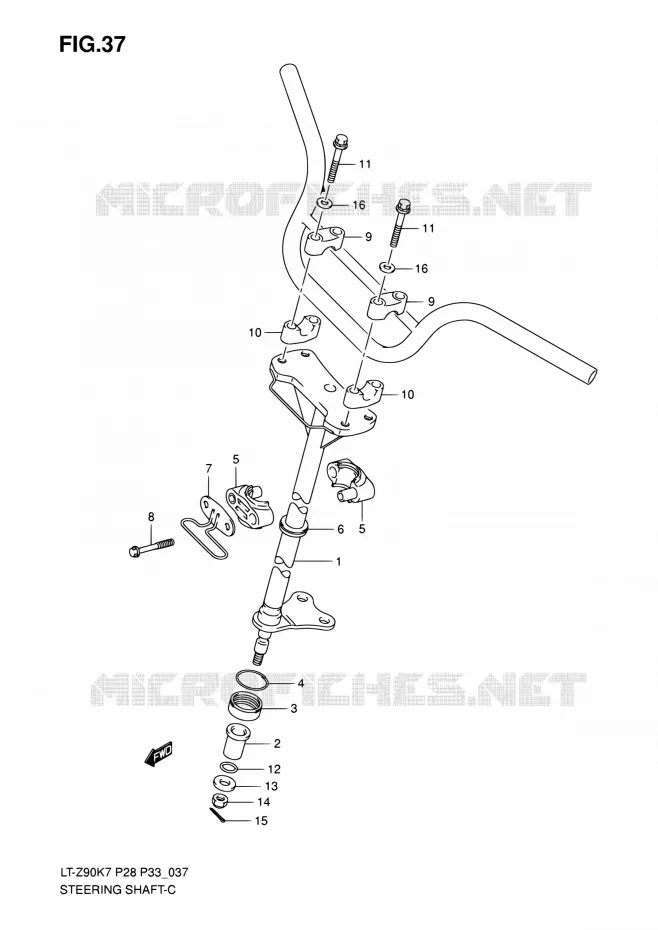 STUURKOLOM Suzuki QUAD 90 QUADSPORT 2010  LT-Z90 L0/LT-Z90Z L0 (P28,P33)