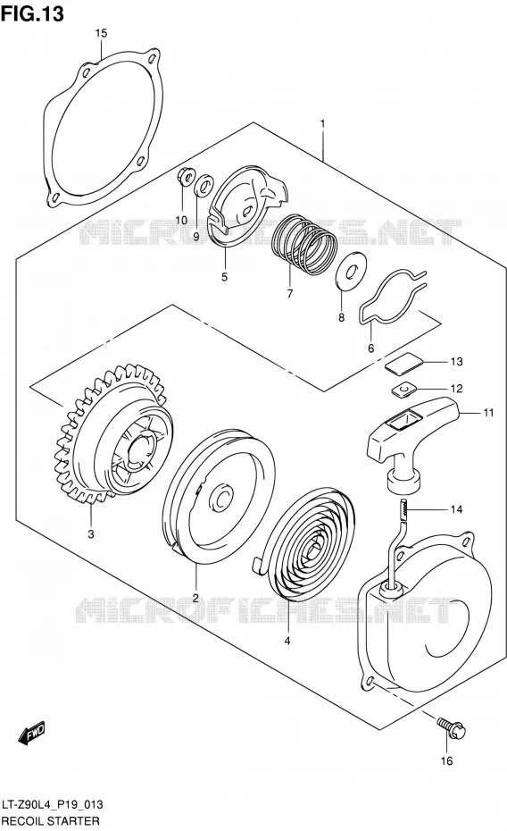 TERUGLOOPSTARTER Suzuki QUAD 90 QUADSPORT 2014  LT-Z90 L4 (P19)