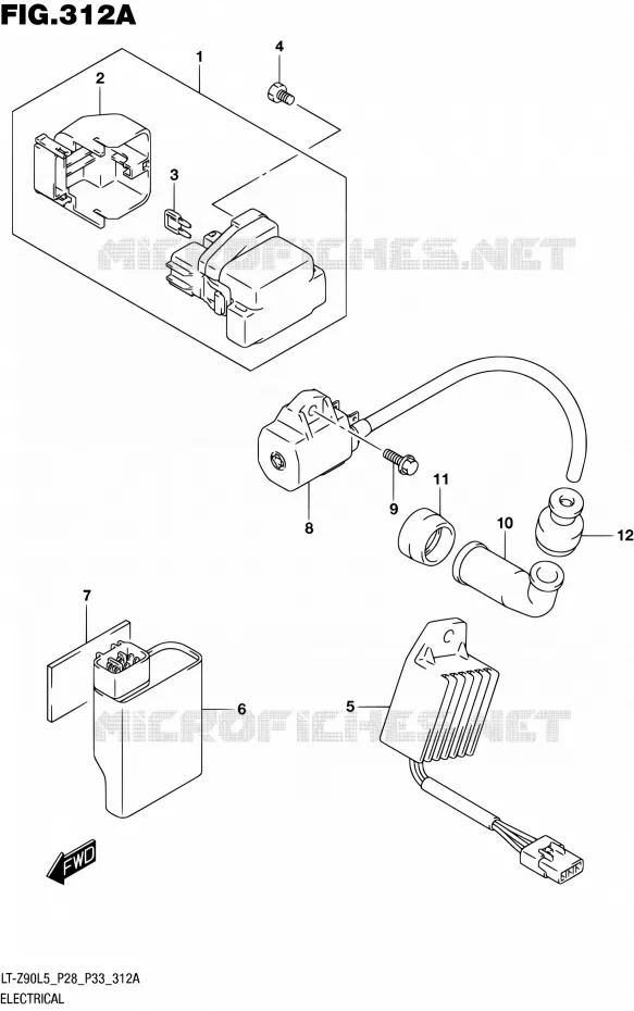 ELEKTRISCH Suzuki QUAD 90 QUADSPORT 2015  LT-Z90 L5 (P03,P28,P33)