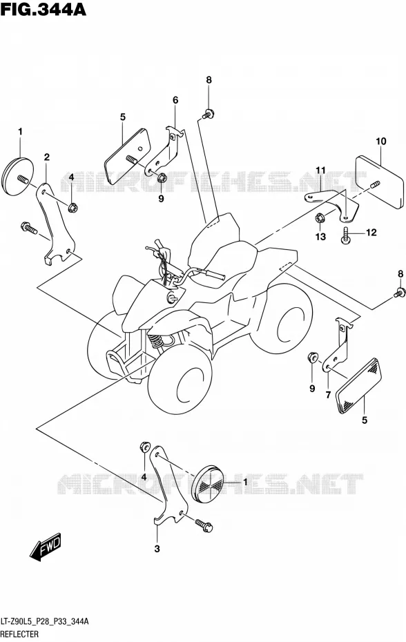 REFLECTOR (LT-Z90L5 P28) Suzuki QUAD 90 QUADSPORT 2015  LT-Z90 L5 (P03,P28,P33)