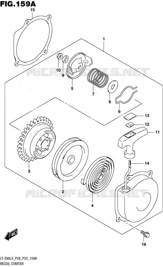 TERUGLOOPSTARTER Suzuki QUAD 90 QUADSPORT 2015  LT-Z90 L5 (P03,P28,P33)
