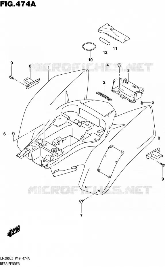 ACHTERSPATBORD Suzuki QUAD 90 QUADSPORT 2015  LT-Z90 L5 (P19)