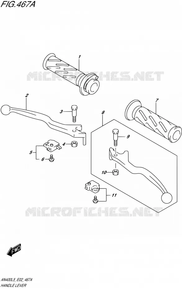 HANDGRIPS - LEVERS (AN400L5 E19) Suzuki SCOOTER 400 BURGMAN 2015  AN400A L5 (E19)