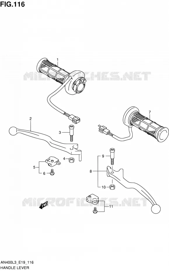 HANDGRIPS - LEVERS (AN400ZAL3 E19) Suzuki SCOOTER 400 BURGMAN 2013  AN400 L3 (E19)