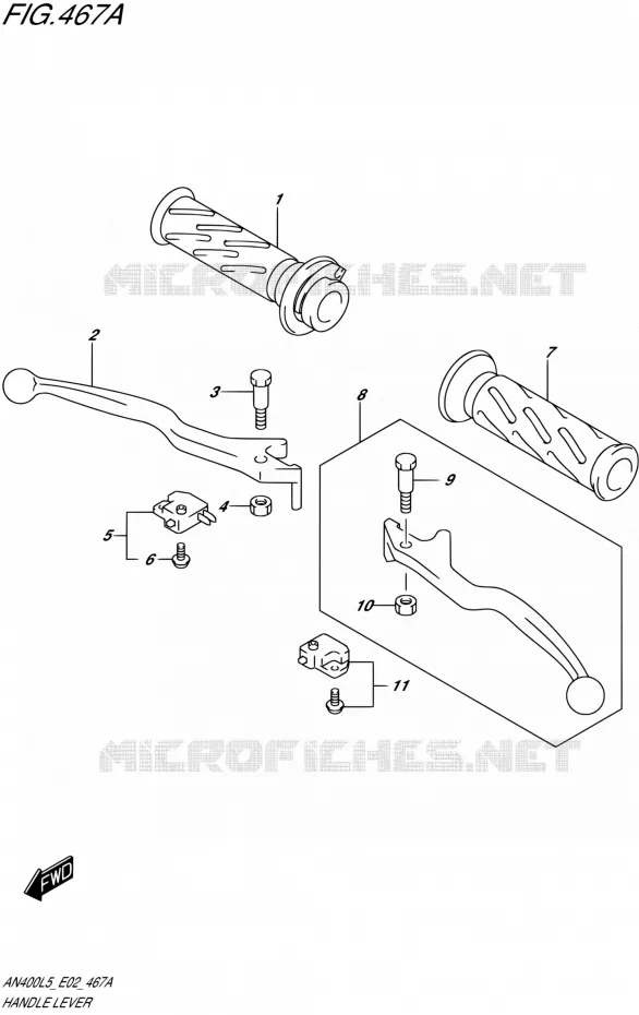 HANDGRIPS - LEVERS (AN400L5 E19) Suzuki SCOOTER 400 BURGMAN 2015  AN400 L5 (E19)
