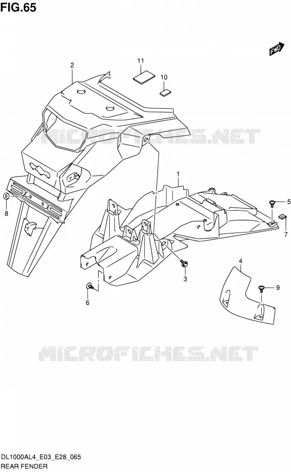 ACHTERSPATBORD Suzuki MOTO 1000 V-STROM 2014  DL1000A L4 (E03,E28,E33)