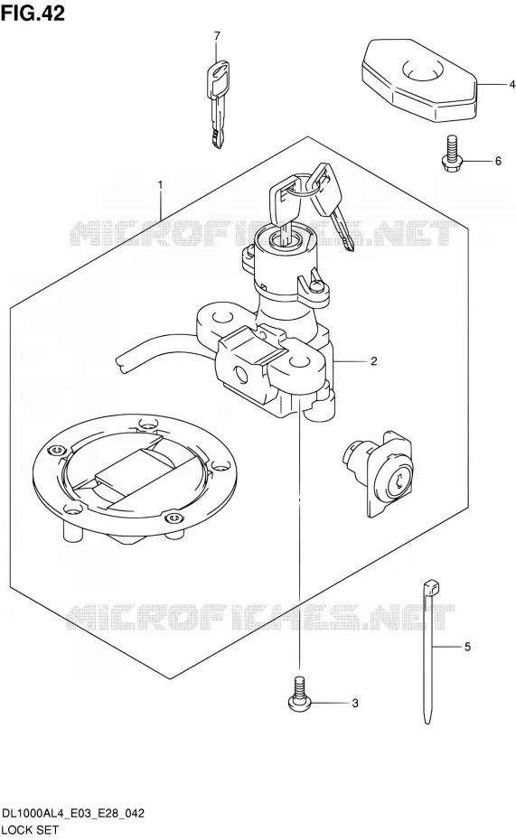 LOCK SET (DL1000AL4 E28) Suzuki MOTO 1000 V-STROM 2014  DL1000A L4 (E03,E28,E33)