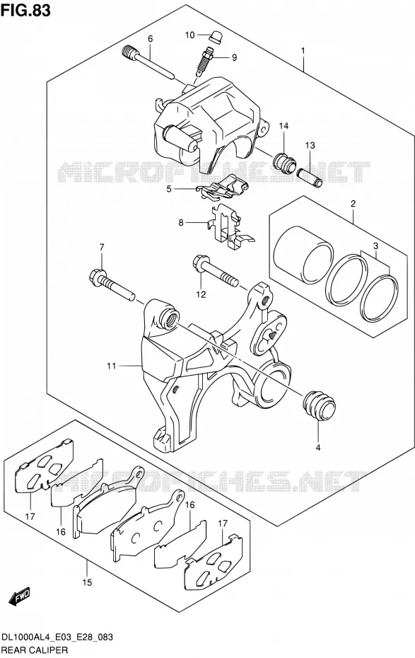 REAR CALIPER Suzuki MOTO 1000 V-STROM 2014  DL1000A L4 (E03,E28,E33)