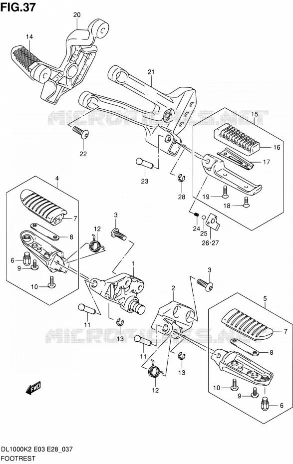 FOOTREST Suzuki MOTO 1000 V-STROM 2003  DL1000 K3 (E03,E28,E33)