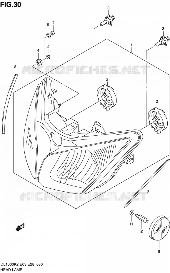KOPLAMP Suzuki MOTO 1000 V-STROM 2003  DL1000 K3 (E03,E28,E33)