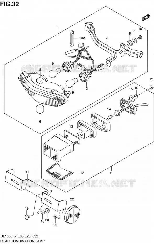 TAIL LIGHT ASSY Suzuki MOTO 1000 V-STROM 2010  DL1000 L0 (E03,E28,E33)