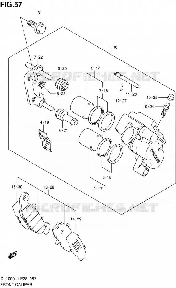 FRONT CALIPER Suzuki MOTO 1000 V-STROM 2011  DL1000 L1 (E03,E28,E33)