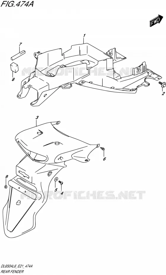 ACHTERSPATBORD Suzuki MOTO 650 V-STROM 2016  DL650AUE L6 (E21)