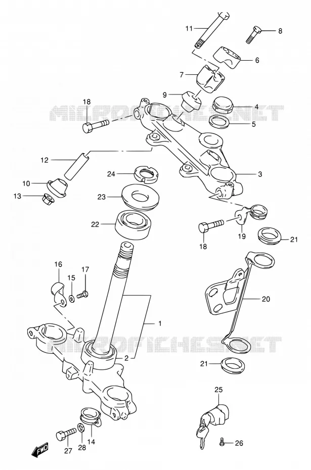 STUURKOLOM (MODEL K1/MODEL K2 P09) Suzuki MOTO 200 DR 2003  DR200SE K3 (E06,E24)