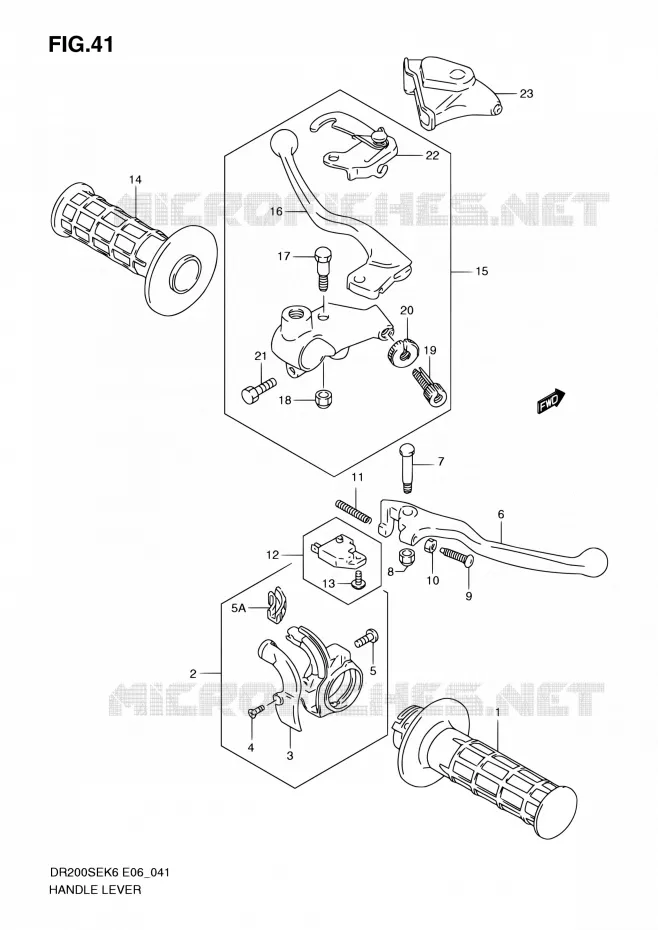 HANDGRIPS - LEVERS (MODEL K6/K7/K8/K9 E24) Suzuki MOTO 200 DR 2010  DR200SE L0 (E06,E24)