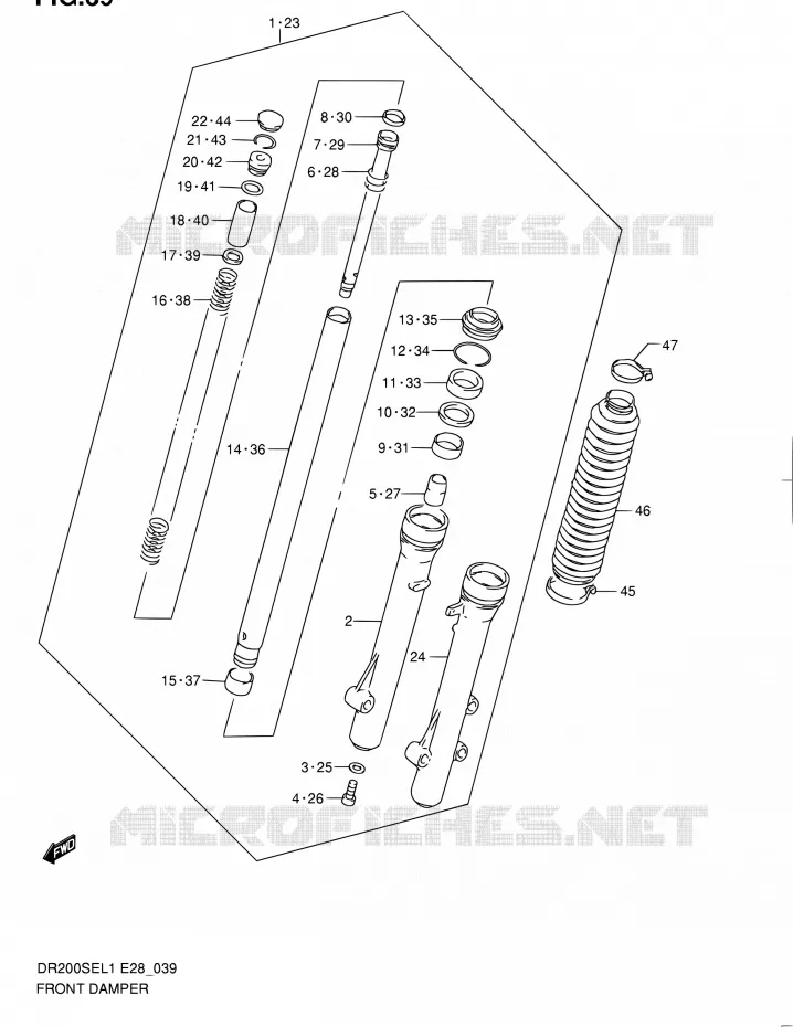 FRONT SCHOKDEMPER Suzuki MOTO 200 DR 2011  DR200SE L1 (E03,E28,E33)
