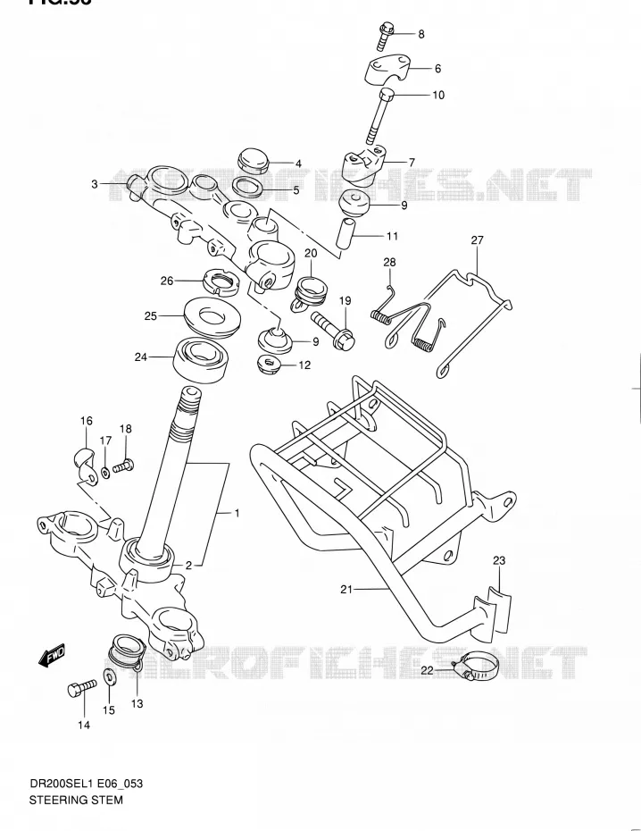 STUURKOLOM (DR200SEL1 E06) Suzuki MOTO 200 DR 2011  DR200SE L1 (E06,E24)